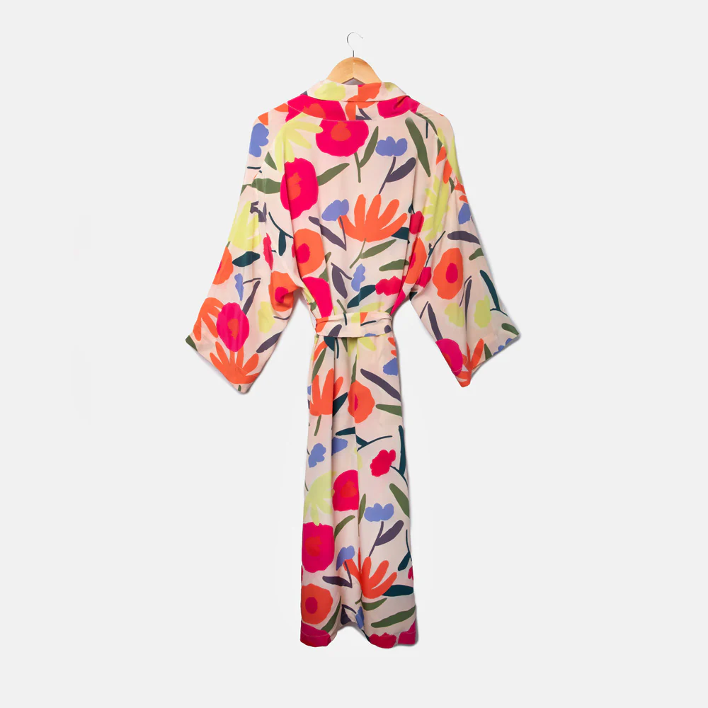 Abstract Blooms Silk Dressing Gown - Image 3