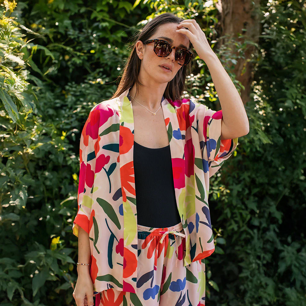 Abstract Blooms Silk Palazzo Pants - Image 3