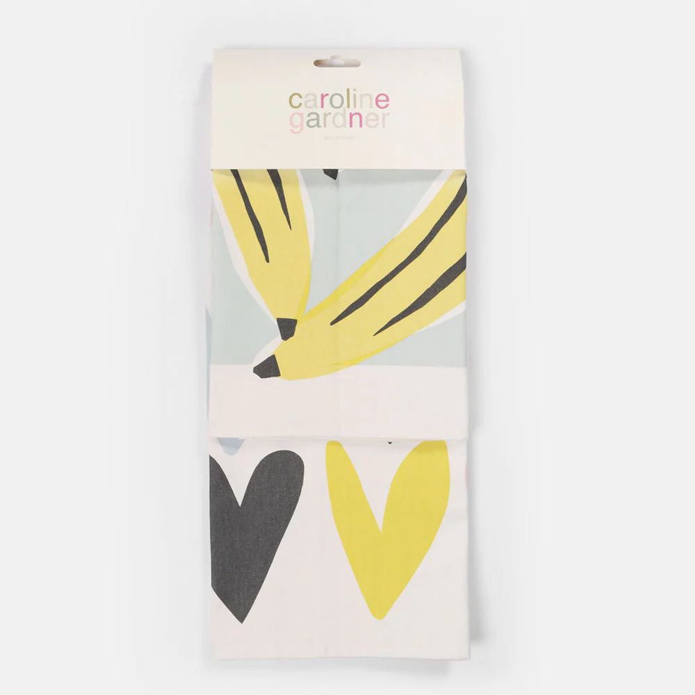 Banana/Multi Heart Tea Towel Set of 2 - Image 3