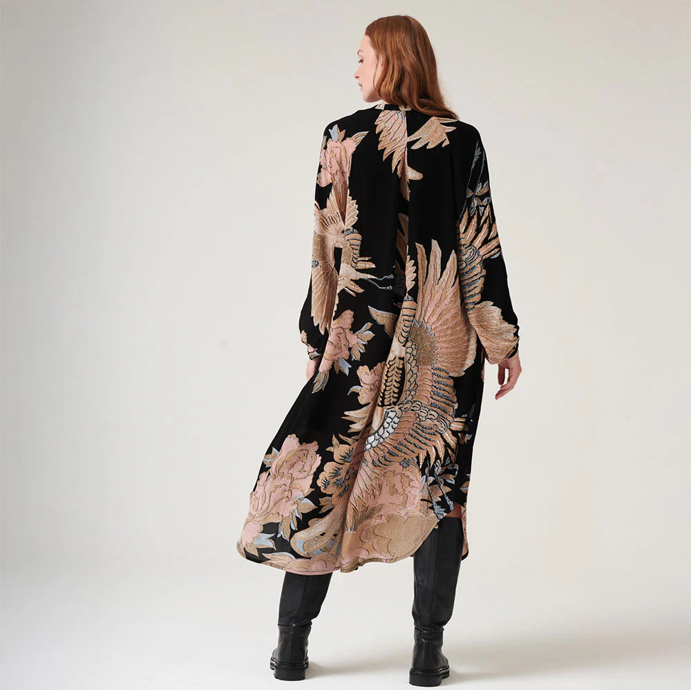 Black Crane Crepe Dress - Image 3