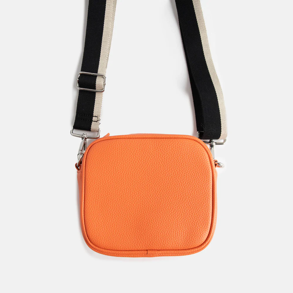 Coral Orange Vegan Leather Camera Bag - Image 3