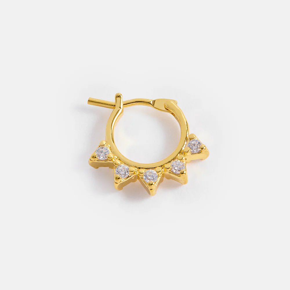 Gold CZ Bunting Huggie Earrings - Image 3