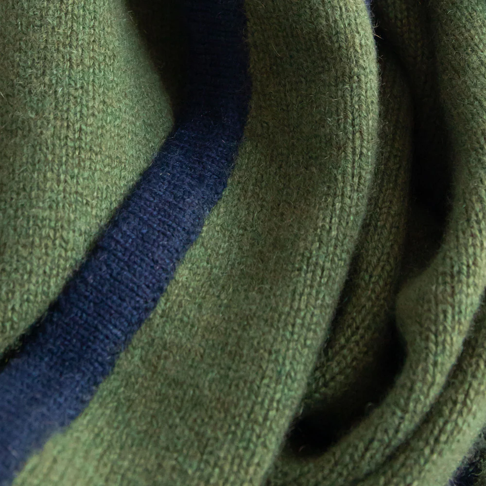 Khaki/Navy Cashmere Neck Scarf - Image 3