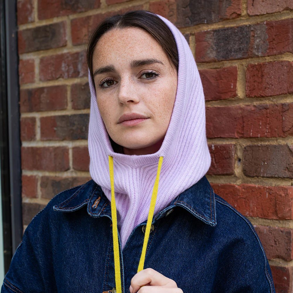 Lilac Cashmere Balaclava Hood - Image 3