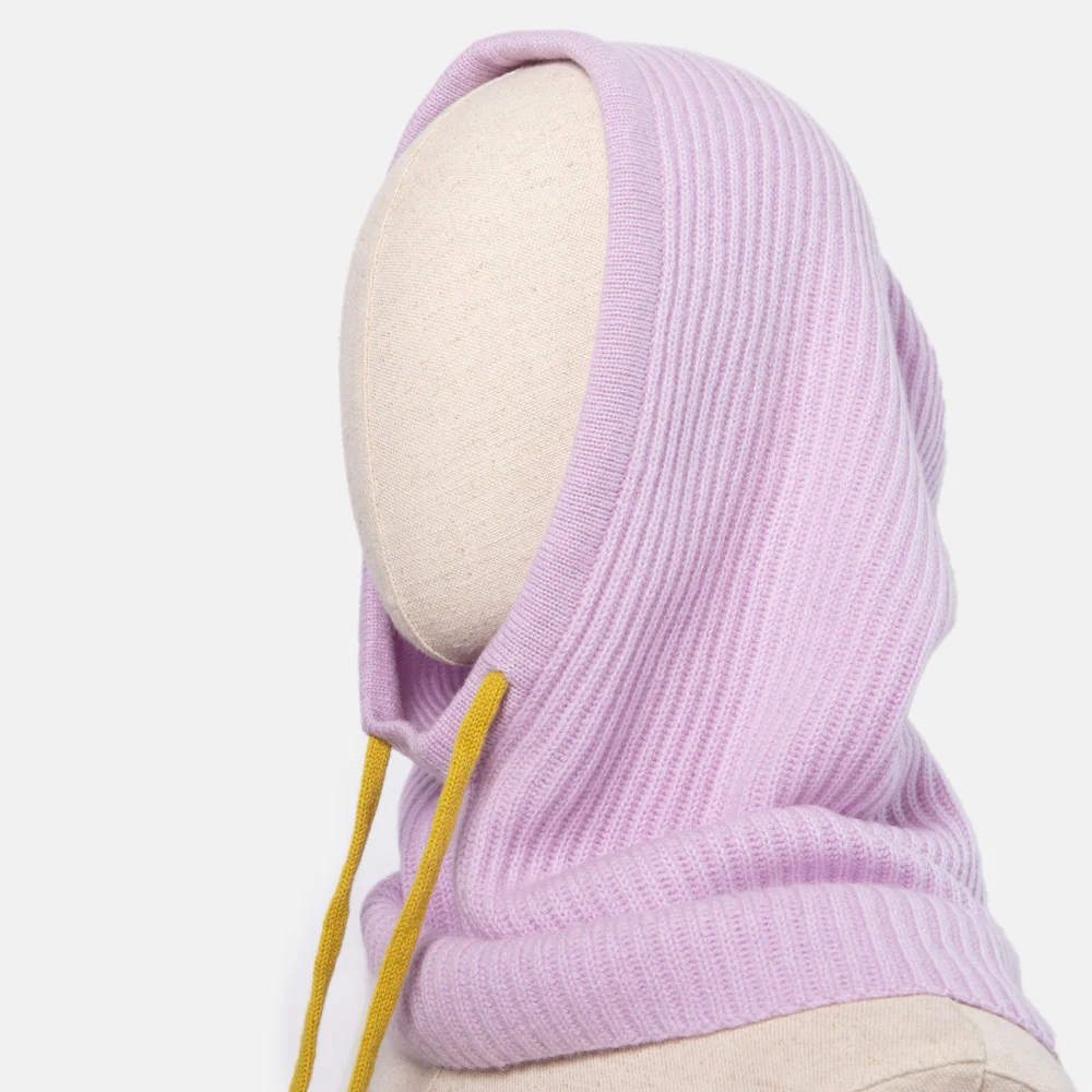 Lilac Cashmere Balaclava Hood - Image 4