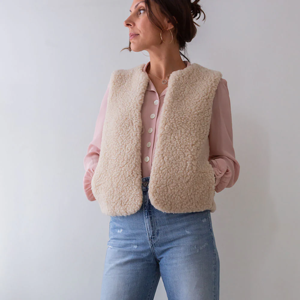 Cream Merino Sheepskin Gilet - Image 3