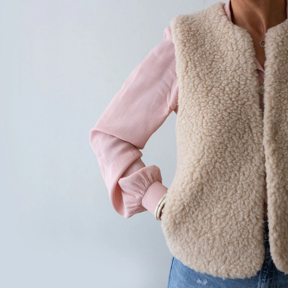 Cream Merino Sheepskin Gilet - Image 6
