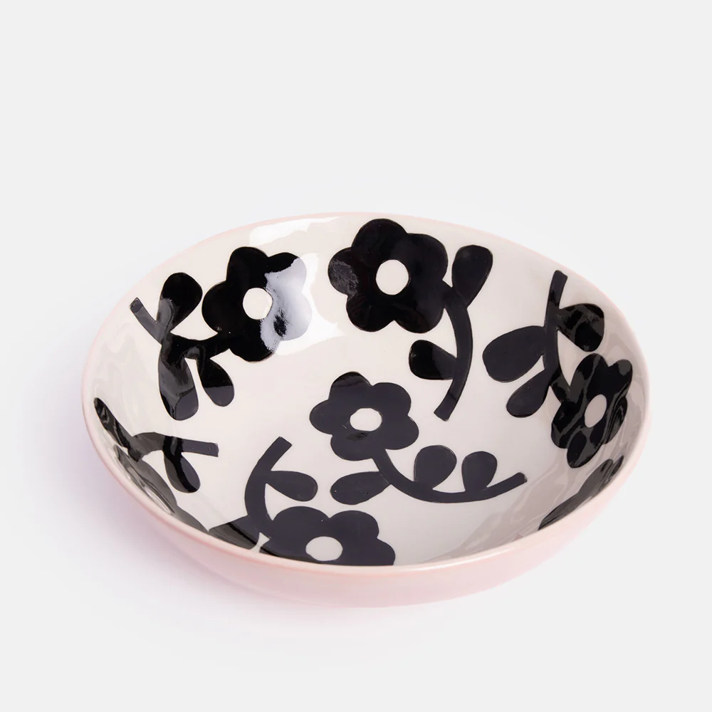 Mono Floral Stoneware Bowl - Image 4