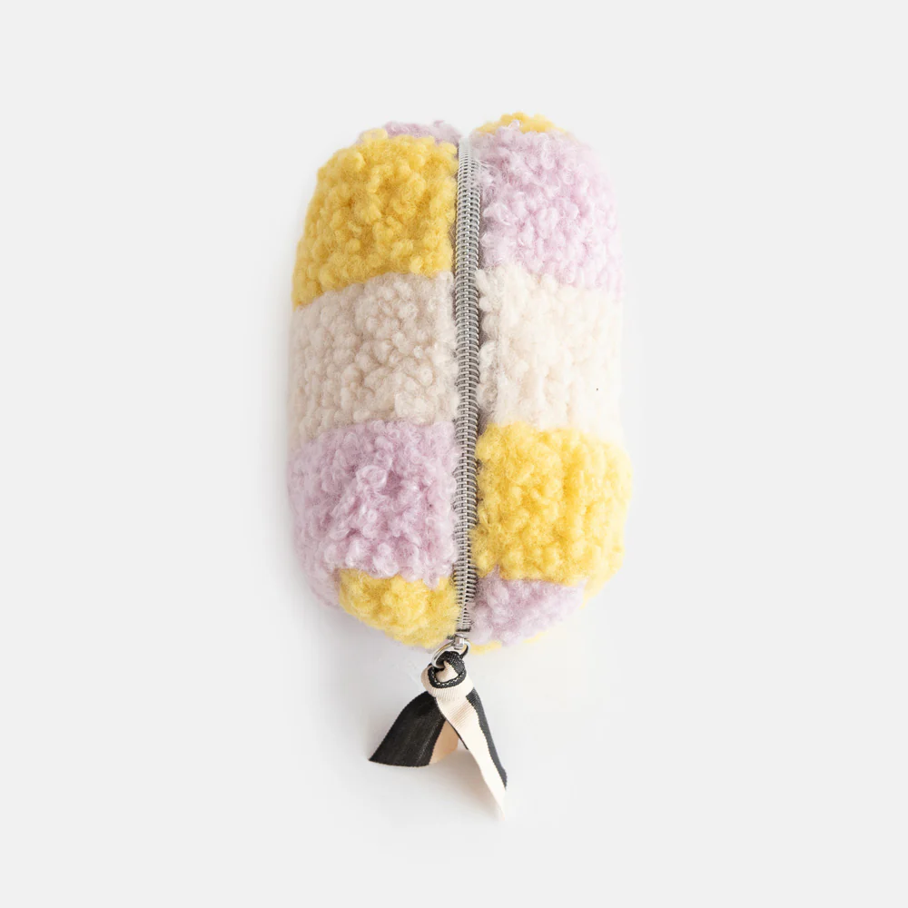 Multi Stripe Borg Mini Cube Cosmetic Bag - Image 4