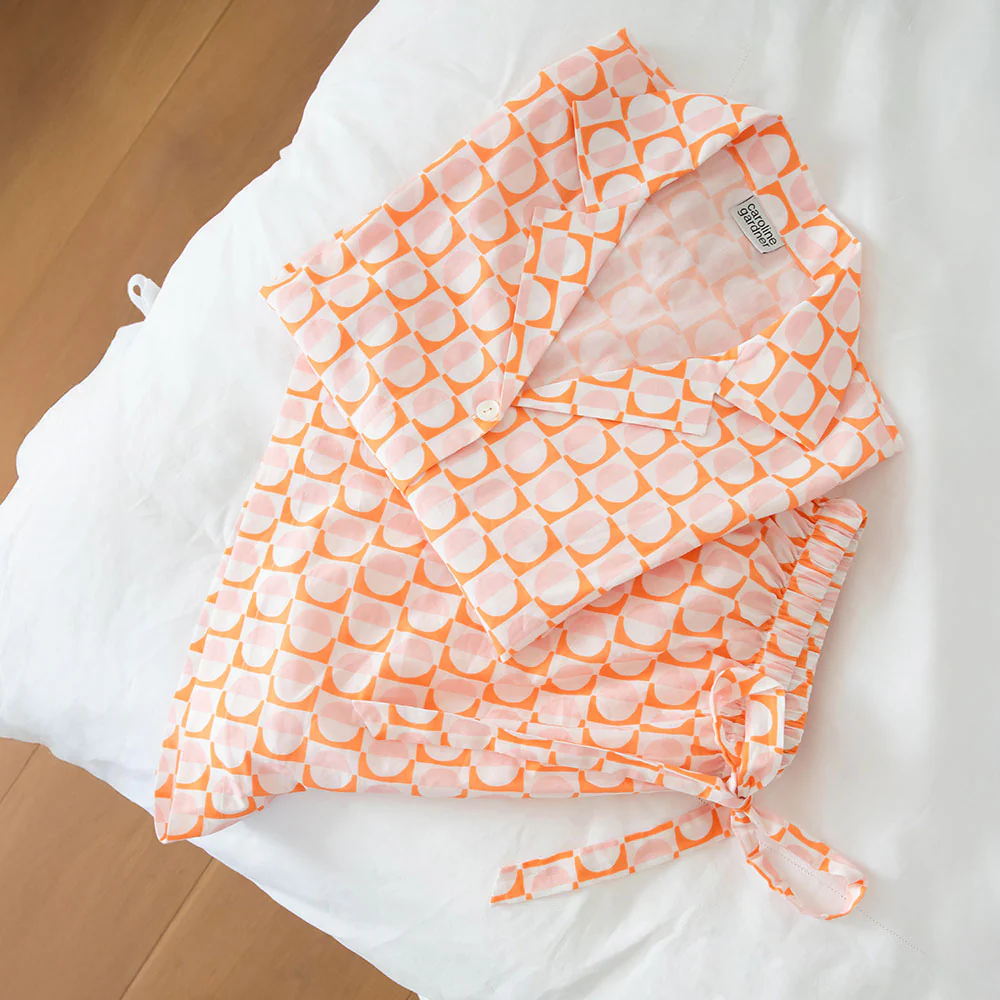 Pink/Orange Geo Cotton Short Pyjama Set - Image 3