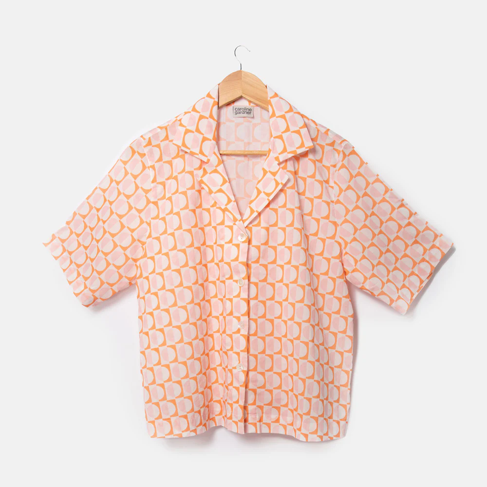 Pink/Orange Geo Cotton Short Pyjama Set - Image 4