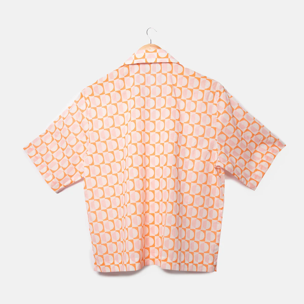 Pink/Orange Geo Cotton Short Pyjama Set - Image 5