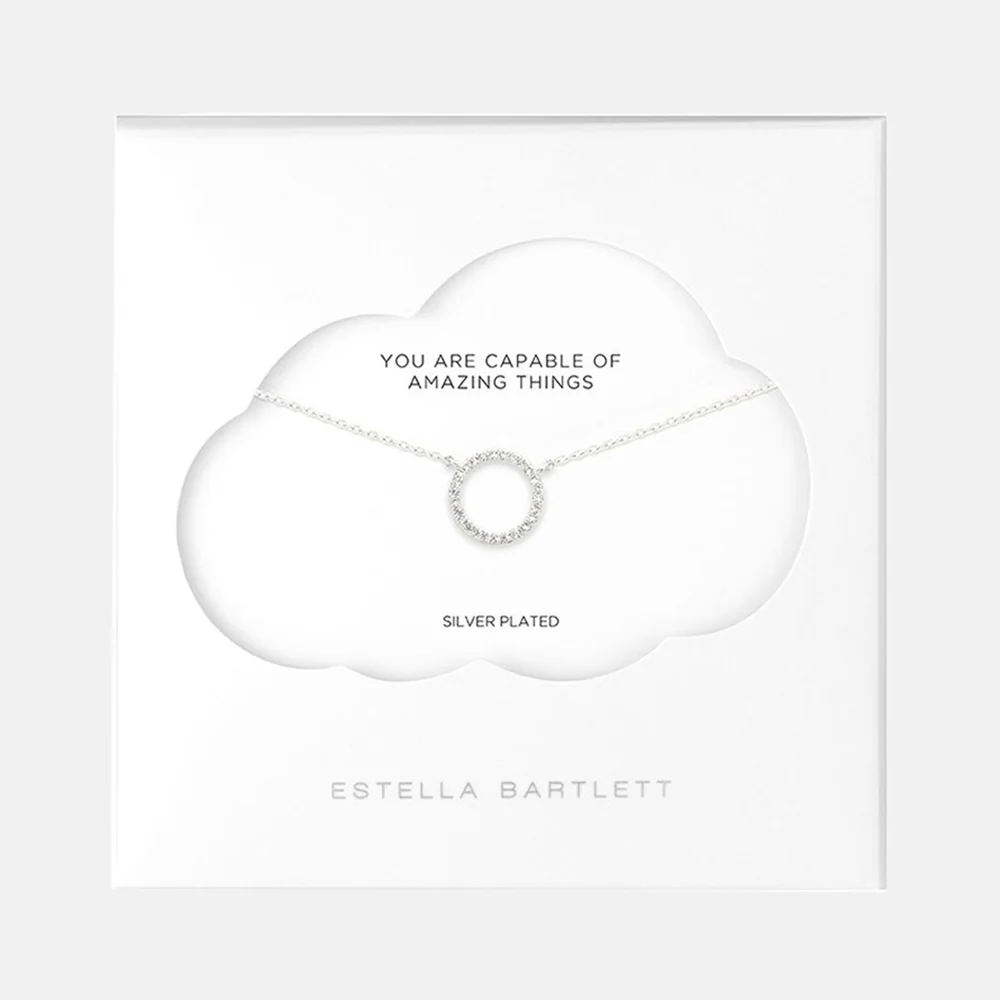 Silver Circle CZ Necklace - Image 3