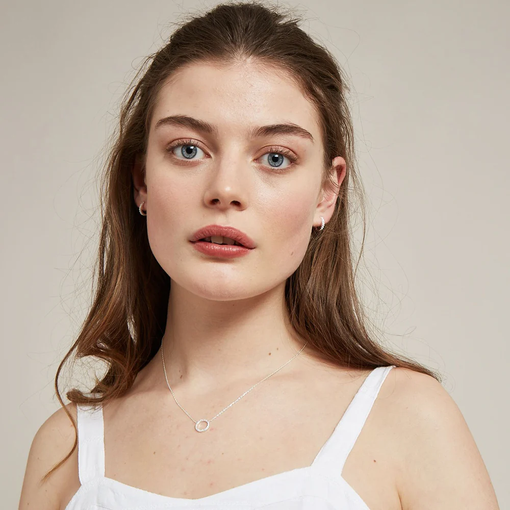 Silver Circle CZ Necklace - Image 5