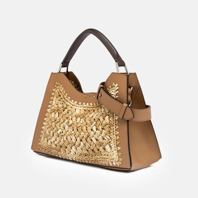 Straw/Tan Leather Aurora Bag - Image 5