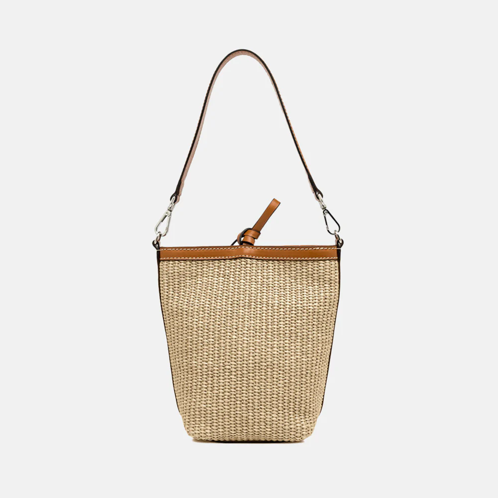 Straw/Tan Vanessa Bucket Bag - Image 4
