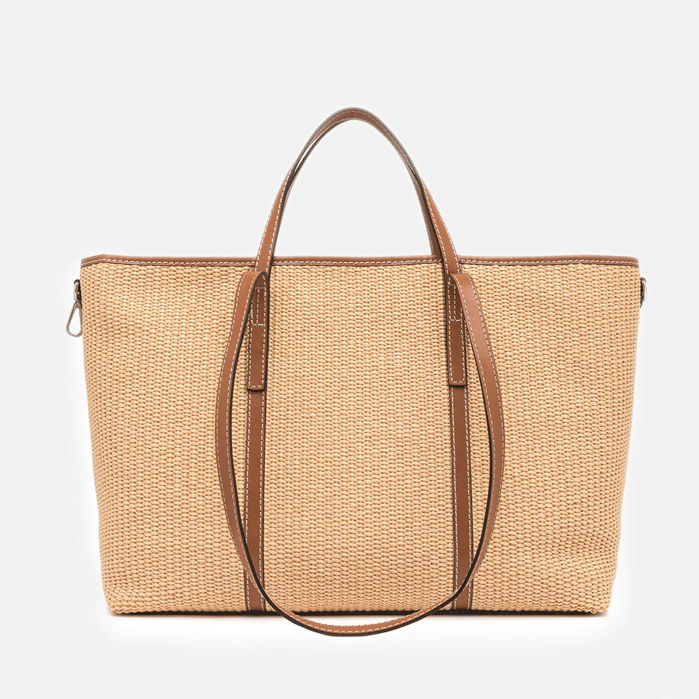 Tan Woven Leather Superlight Tote Bag - Image 3
