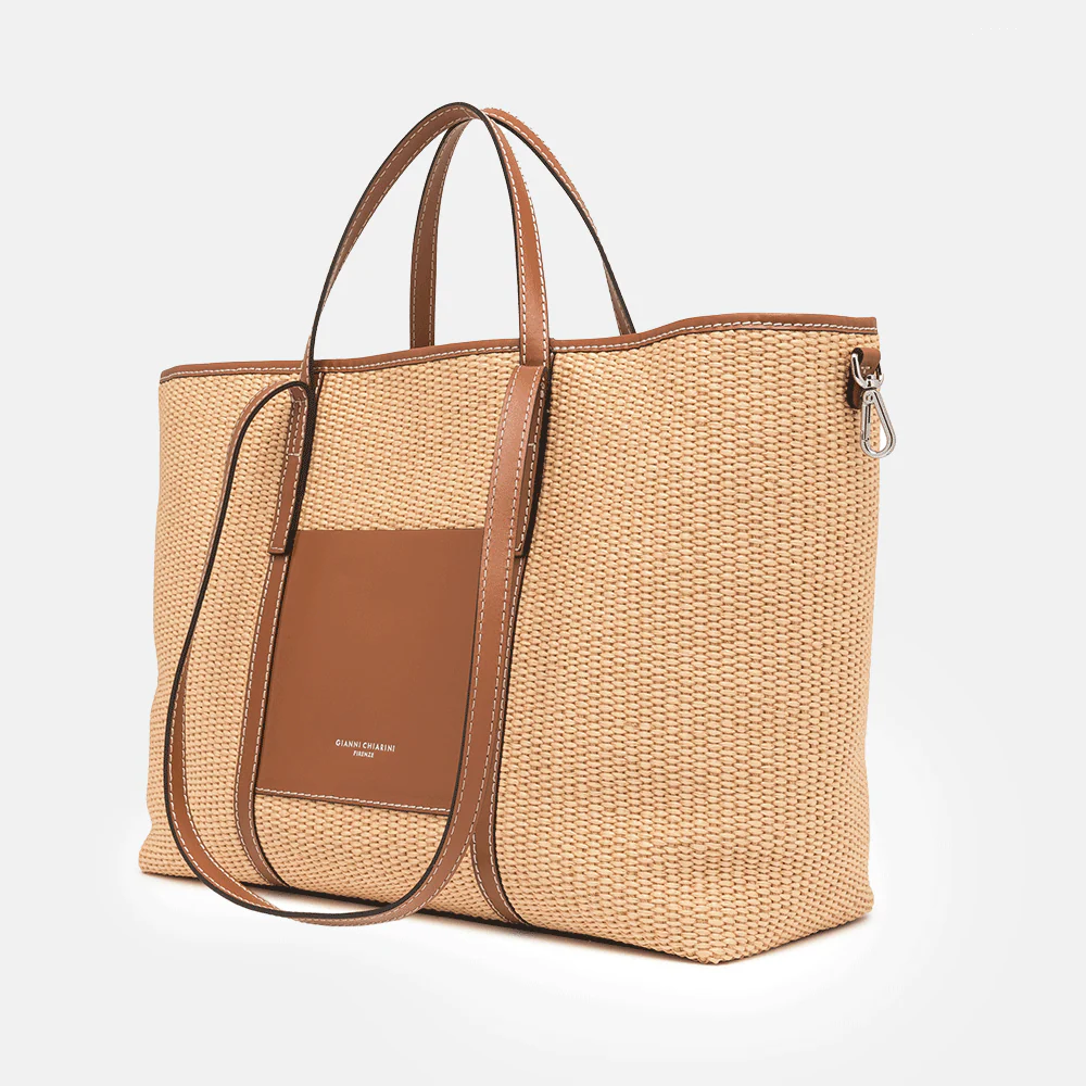 Tan Woven Leather Superlight Tote Bag - Image 4