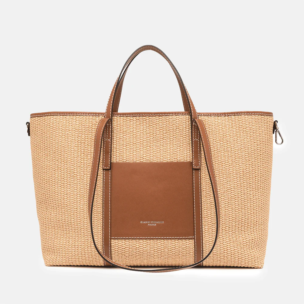 Tan Woven Leather Superlight Tote Bag - Image 5